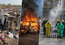 देश में 3 बड़े हादसे: धार में सड़क दुर्घटना में 16 की मौत, अलवर में 5 जिंदा जले और पुणे में गैस रिसाव से मचा हड़कंप देश में 3 बड़े हादसों से मचा हड़कंप... | AI Image