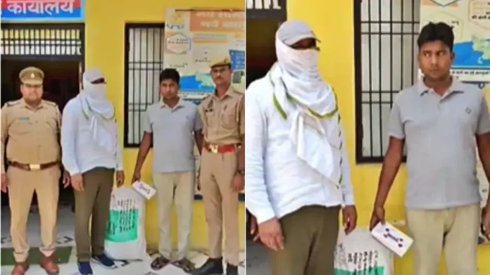 मथुरा में गांजा तस्करी के आरोप में दो सिपाही गिरफ्तार (Photo- ITG)
