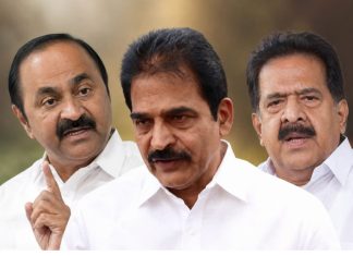 Kerala की सत्ता का पेच: 24 घंटे में सुलझ सकती है CM पद की गुत्थी सतीशन, चेन्निथला और वेणुगोपाल के बीच त्रिकोणीय मुकाबला; दिल्ली में कांग्रेस आलाकमान की मैराथन बैठकों का दौर शुरू… (Pic Credit: Official Social Media)