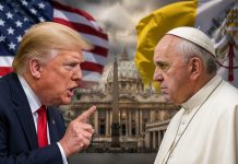 Trump vs Pope फिर आमने-सामने: वेटिकन यात्रा से पहले बढ़ा तनाव Trump vs Pope फिर आमने-सामने... | AI Image