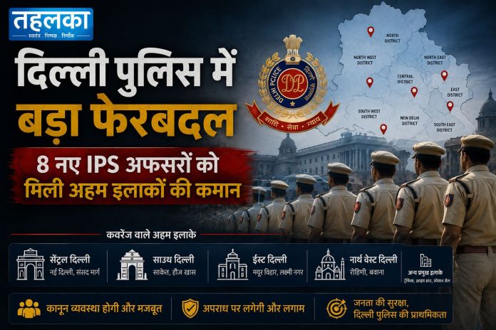 दिल्ली पुलिस में 8 नए IPS अधिकारियों की ACP स्तर पर नई तैनाती