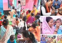 शिशु संरक्षण माह: छत्तीसगढ़ में स्वस्थ बचपन और सुरक्षित भविष्य के लिए विशेष अभियान शिशु संरक्षण माह के दौरान बच्चे को स्वास्थ्य और पोषण संबंधी सेवा देते स्वास्थ्यकर्मी