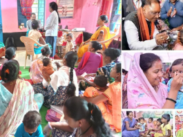 शिशु संरक्षण माह: छत्तीसगढ़ में स्वस्थ बचपन और सुरक्षित भविष्य के लिए विशेष अभियान शिशु संरक्षण माह के दौरान बच्चे को स्वास्थ्य और पोषण संबंधी सेवा देते स्वास्थ्यकर्मी