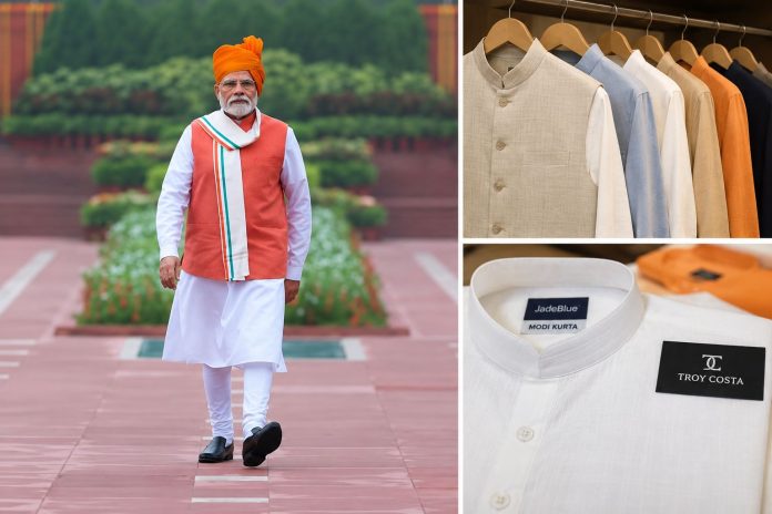 जानिए प्रधानमंत्री नरेंद्र मोदी के पहनावे की कहानी मोदी के जन्मदिन पर खास: कुर्ते से जैकेट तक… जानिए प्रधानमंत्री नरेंद्र मोदी के पहनावे की कहानी — JadeBlue बनाता है ‘मोदी कुर्ता’, Troy Costa रहे डिजाइनर