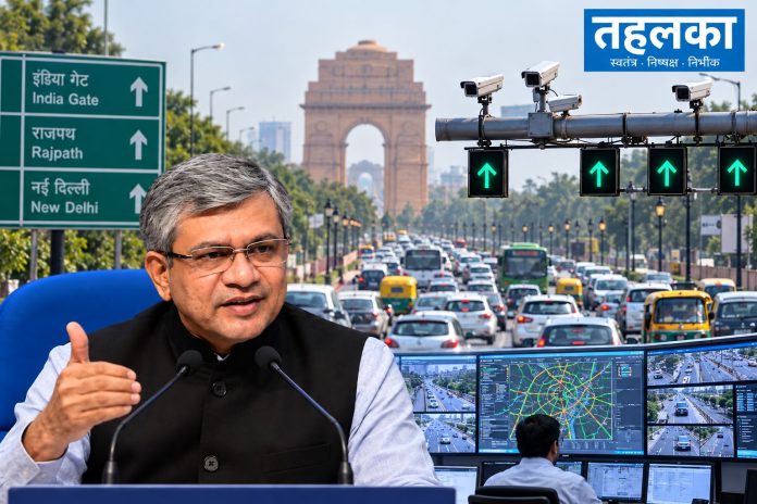 दिल्ली के चौराहे पर यातायात के अनुसार काम करने वाले स्मार्ट ट्रैफिक सिग्नल दिल्ली के चौराहे पर यातायात के अनुसार काम करने वाले स्मार्ट ट्रैफिक सिग्नल का प्रतीकात्मक दृश्य