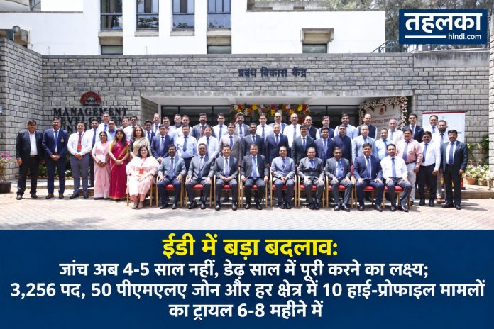 प्रवर्तन निदेशालय (ईडी) ने बेंगलुरु कॉन्फ्रेंस में जांच डेढ़ साल में पूरी प्रवर्तन निदेशालय (ईडी) ने बेंगलुरु कॉन्फ्रेंस में जांच डेढ़ साल में पूरी करने और संगठन विस्तार का बड़ा रोडमैप तैयार किया है