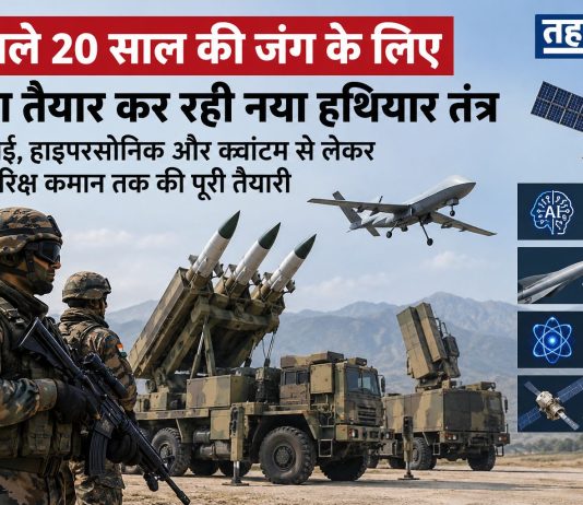 अगले 20 साल की जंग के लिए सेना तैयार कर रही नया हथियार तंत्र भारतीय सेना अगले 20 साल के युद्ध के लिए एआई, हाइपरसोनिक, क्वांटम और अंतरिक्ष तकनीक पर आधारित नया हथियार तंत्र तैयार कर रही है