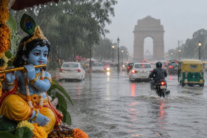 श्रीकृष्ण जन्माष्टमी पर दिल्ली-NCR में भारी बारिश, कई इलाकों में जलजमाव श्रीकृष्ण जन्माष्टमी पर दिल्ली-NCR में भारी बारिश, कई इलाकों में जलजमावन